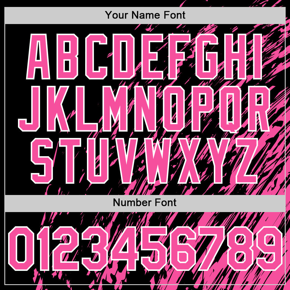 Custom Black Pink-White 3D Pattern Design Bomber Full-Snap Varsity Letterman Hoodie Jacket
