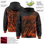 Custom Black Black-Orange 3D Pattern Design Bomber Full-Snap Varsity Letterman Hoodie Jacket