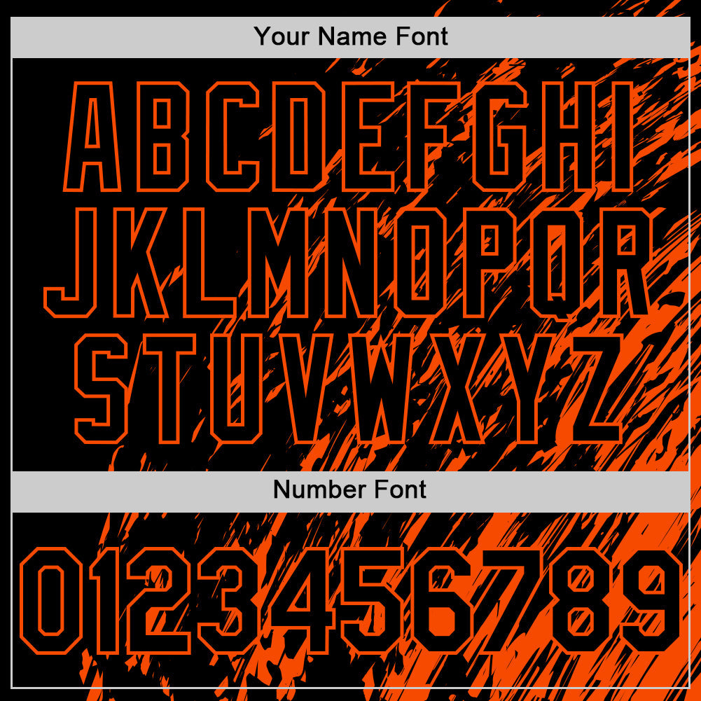 Custom Black Black-Orange 3D Pattern Design Bomber Full-Snap Varsity Letterman Hoodie Jacket