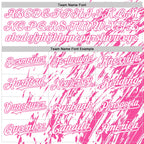Custom White White-Pink 3D Pattern Design Bomber Full-Snap Varsity Letterman Hoodie Jacket