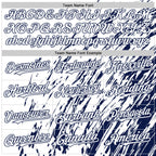 Custom White White-Navy 3D Pattern Design Bomber Full-Snap Varsity Letterman Hoodie Jacket