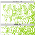 Custom White White-Neon Green 3D Pattern Design Bomber Full-Snap Varsity Letterman Hoodie Jacket