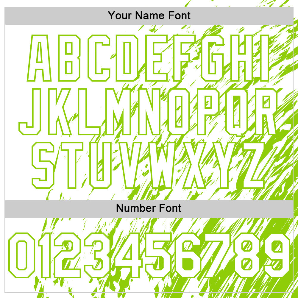 Custom White White-Neon Green 3D Pattern Design Bomber Full-Snap Varsity Letterman Hoodie Jacket