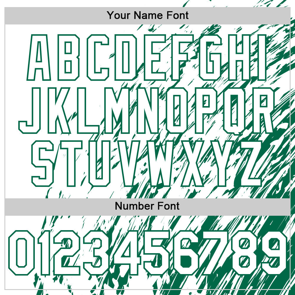 Custom White White-Kelly Green 3D Pattern Design Bomber Full-Snap Varsity Letterman Hoodie Jacket