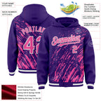 Custom Purple Pink-White 3D Pattern Design Bomber Full-Snap Varsity Letterman Hoodie Jacket