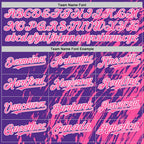 Custom Purple Pink-White 3D Pattern Design Bomber Full-Snap Varsity Letterman Hoodie Jacket