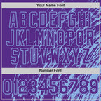 Custom Purple Purple-Light Blue 3D Pattern Design Bomber Full-Snap Varsity Letterman Hoodie Jacket