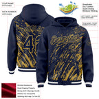 Custom Navy Navy-Old Gold 3D Pattern Design Bomber Full-Snap Varsity Letterman Hoodie Jacket