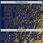 Custom Navy Navy-Old Gold 3D Pattern Design Bomber Full-Snap Varsity Letterman Hoodie Jacket