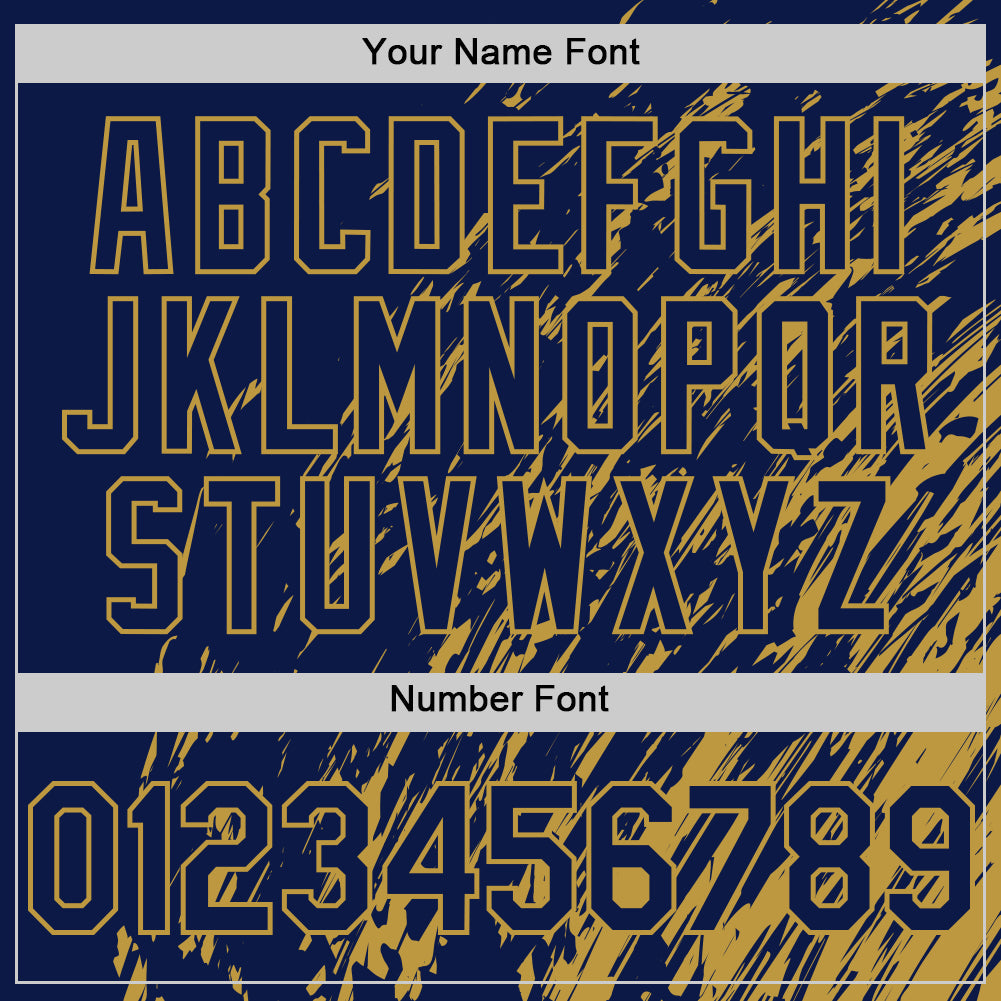 Custom Navy Navy-Old Gold 3D Pattern Design Bomber Full-Snap Varsity Letterman Hoodie Jacket