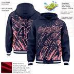 Custom Navy Navy-Medium Pink 3D Pattern Design Bomber Full-Snap Varsity Letterman Hoodie Jacket