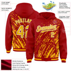 Custom Red Gold-White 3D Pattern Design Bomber Full-Snap Varsity Letterman Hoodie Jacket