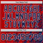 Custom Red Navy-White 3D Pattern Design Bomber Full-Snap Varsity Letterman Hoodie Jacket