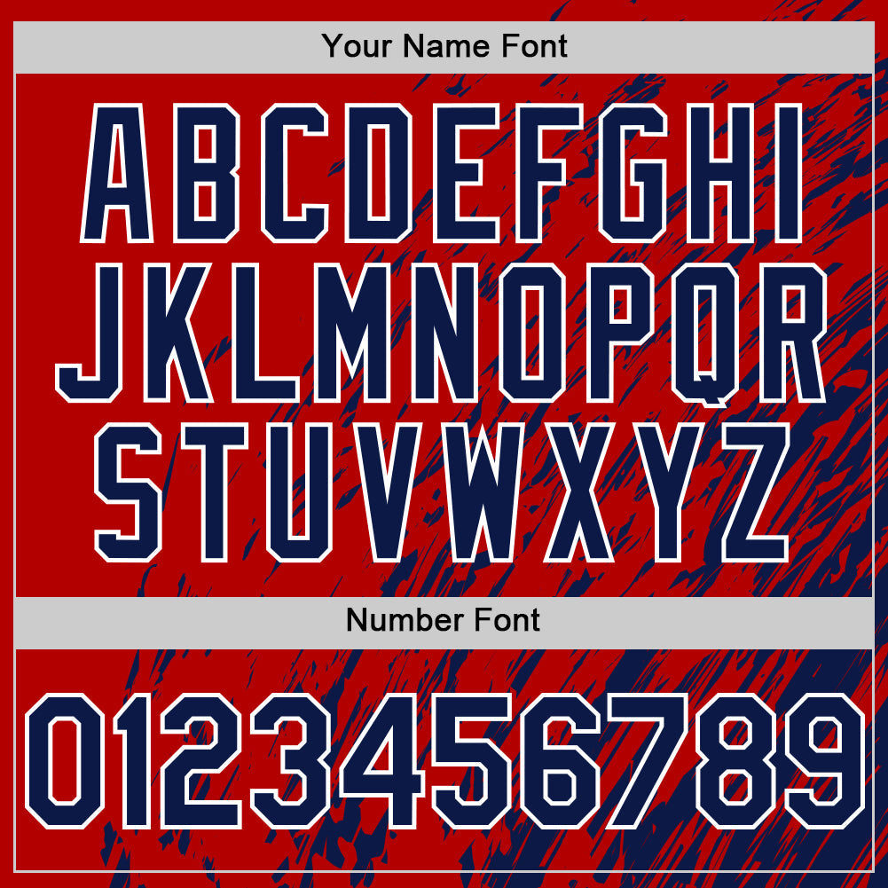 Custom Red Navy-White 3D Pattern Design Bomber Full-Snap Varsity Letterman Hoodie Jacket