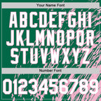 Custom Kelly Green White-Light Pink 3D Pattern Design Bomber Full-Snap Varsity Letterman Hoodie Jacket