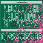 Custom Pink Kelly Green-White 3D Pattern Design Bomber Full-Snap Varsity Letterman Hoodie Jacket