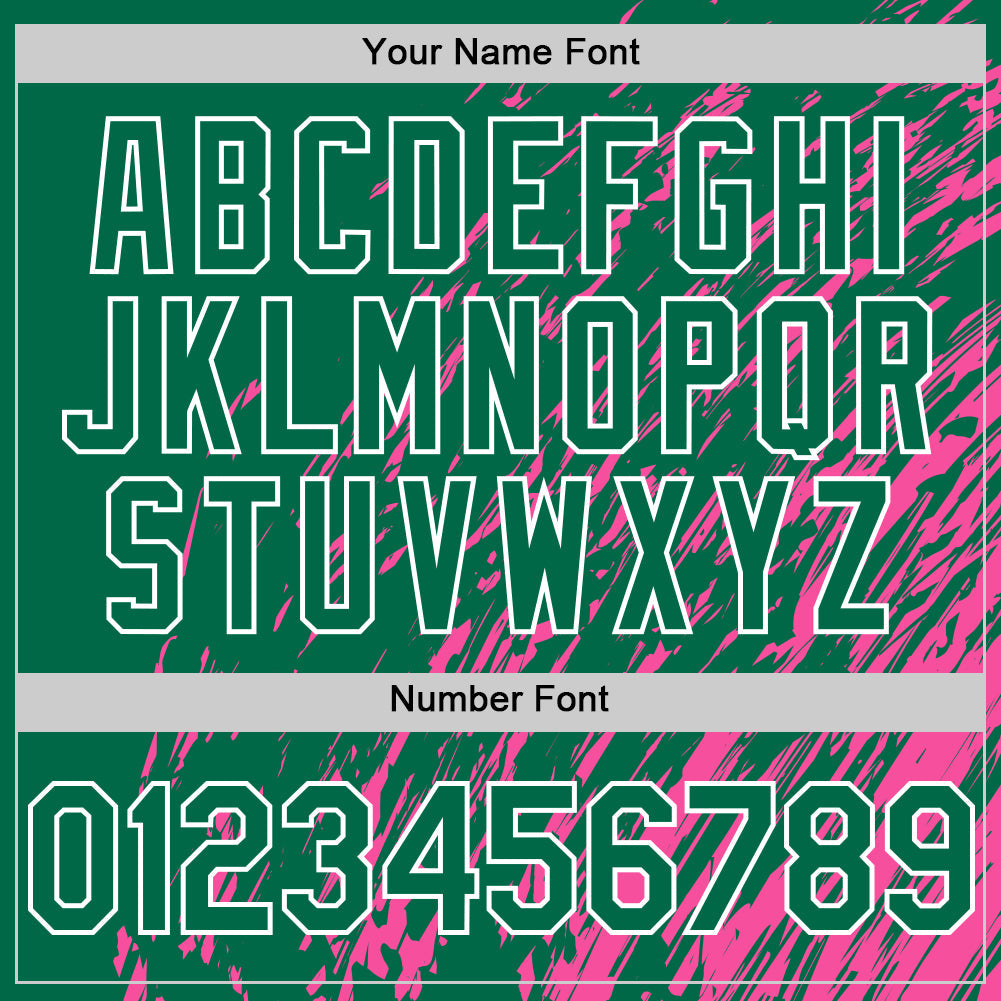 Custom Pink Kelly Green-White 3D Pattern Design Bomber Full-Snap Varsity Letterman Hoodie Jacket