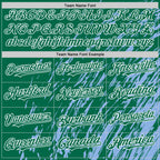 Custom Light Blue Kelly Green-White 3D Pattern Design Bomber Full-Snap Varsity Letterman Hoodie Jacket