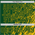 Custom Green Green-Gold 3D Pattern Design Bomber Full-Snap Varsity Letterman Hoodie Jacket