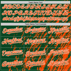 Custom Green Orange-White 3D Pattern Design Bomber Full-Snap Varsity Letterman Hoodie Jacket
