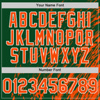 Custom Green Orange-White 3D Pattern Design Bomber Full-Snap Varsity Letterman Hoodie Jacket