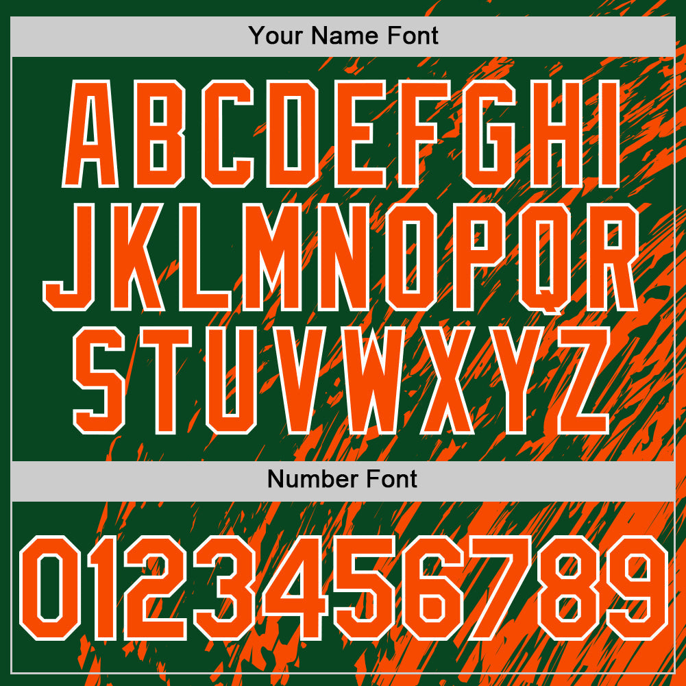Custom Green Orange-White 3D Pattern Design Bomber Full-Snap Varsity Letterman Hoodie Jacket