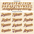 Custom Cream Purple-Gold Bomber Full-Snap Varsity Faux Leather Letterman Jacket