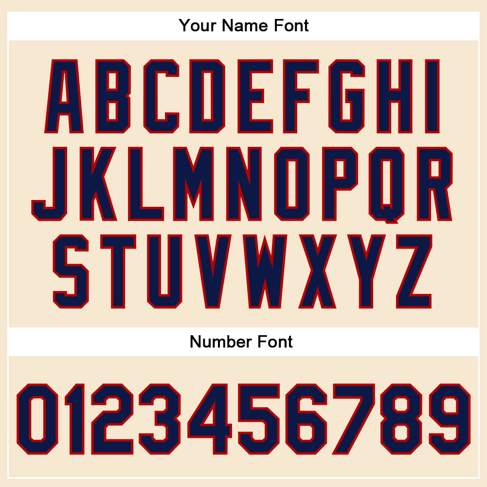 Custom Cream Navy-Red Bomber Full-Snap Varsity Faux Leather Letterman Jacket