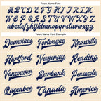 Custom Cream Navy-Gray Bomber Full-Snap Varsity Faux Leather Letterman Jacket