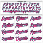 Custom White Light Blue Pink-Black Bomber Full-Snap Varsity Faux Leather Letterman Jacket
