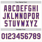 Custom White Purple-Old Gold Bomber Full-Snap Varsity Faux Leather Letterman Jacket