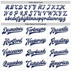 Custom White Navy-Gray Bomber Full-Snap Varsity Faux Leather Letterman Jacket