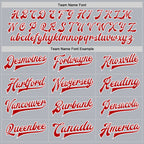 Custom Gray Red-White Bomber Full-Snap Varsity Faux Leather Letterman Jacket