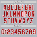 Custom Gray Red-White Bomber Full-Snap Varsity Faux Leather Letterman Jacket