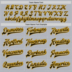 Custom Gray Black-Gold Bomber Full-Snap Varsity Faux Leather Letterman Jacket