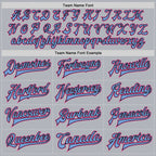 Custom Gray Pink Light Blue-Black Bomber Full-Snap Varsity Faux Leather Letterman Jacket