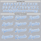 Custom Gray Light Blue-White Bomber Full-Snap Varsity Faux Leather Letterman Jacket