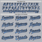 Custom Gray Light Blue-Black Bomber Full-Snap Varsity Faux Leather Letterman Jacket