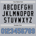 Custom Gray Light Blue-Black Bomber Full-Snap Varsity Faux Leather Letterman Jacket