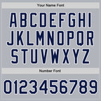 Custom Gray Navy-White Bomber Full-Snap Varsity Faux Leather Letterman Jacket