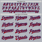 Custom Gray Red-Royal Bomber Full-Snap Varsity Faux Leather Letterman Jacket