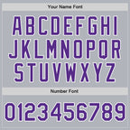 Custom Gray Purple-White Bomber Full-Snap Varsity Faux Leather Letterman Jacket