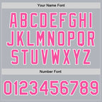 Custom Gray Pink-White Bomber Full-Snap Varsity Faux Leather Letterman Jacket