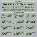 Custom Gray Green-Cream Bomber Full-Snap Varsity Faux Leather Letterman Jacket