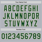 Custom Gray Green-Cream Bomber Full-Snap Varsity Faux Leather Letterman Jacket