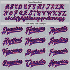 Custom Gray Purple Pink-Black Bomber Full-Snap Varsity Faux Leather Letterman Jacket