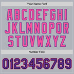 Custom Gray Purple Pink-Black Bomber Full-Snap Varsity Faux Leather Letterman Jacket