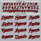 Custom Gray Red-Black Bomber Full-Snap Varsity Faux Leather Letterman Jacket