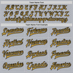 Custom Gray Old Gold-Black Bomber Full-Snap Varsity Faux Leather Letterman Jacket