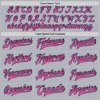 Custom Gray Light Blue Pink-Black Bomber Full-Snap Varsity Faux Leather Letterman Jacket